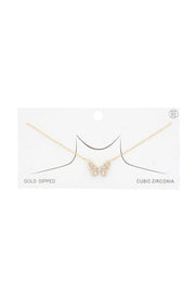 Rhinestone Butterfly Charm Gold Dipped Necklace - Fashionmj