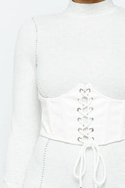 Mock Neck Long Sleeve Bodycon Mini W Bustier Detail And Stitching - Fashionmj