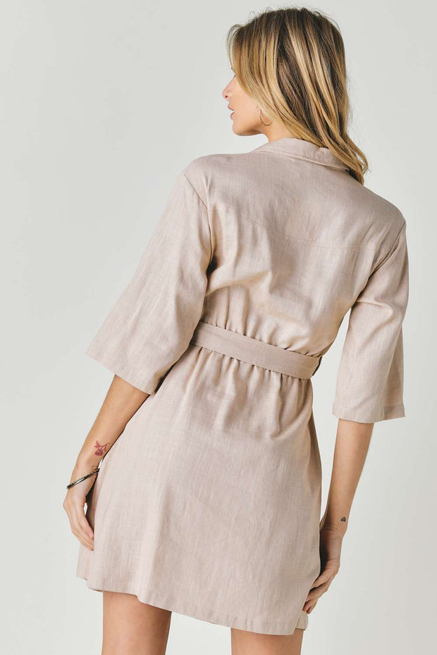 Drop Shoulder With Saist Tie Belted Dress - Fashionmj