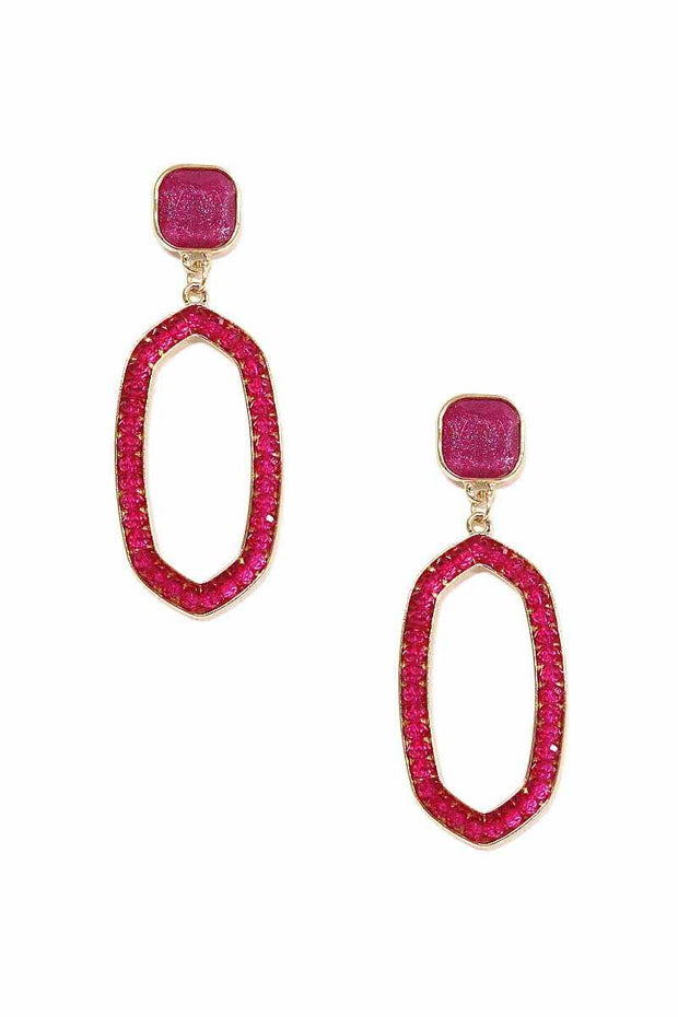 Beaded Oval Post Drop Earring