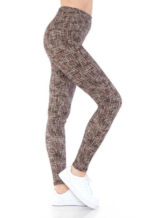 Yoga Style Banded Lined Multi Printed Knit Legging With High Waist - Fashionmj