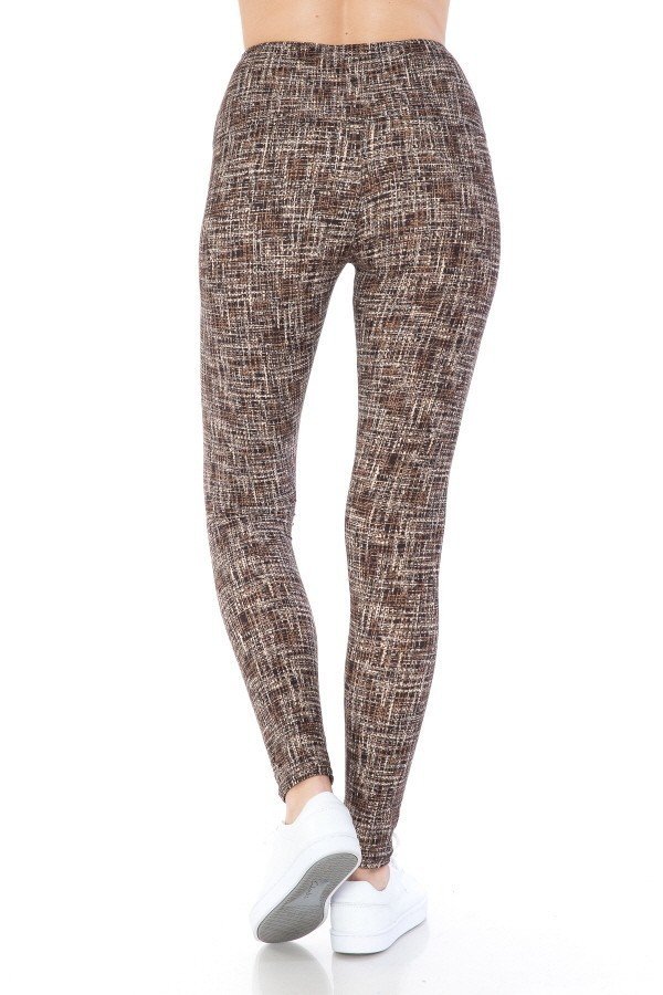 Yoga Style Banded Lined Multi Printed Knit Legging With High Waist - Fashionmj