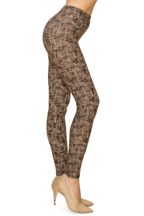 Multi Print, Full Length, High Waisted Leggings In A Fitted Style With An Elastic Waistband - Fashionmj