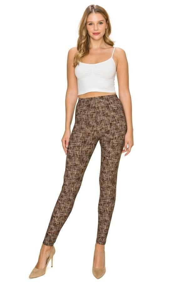 Multi Print, Full Length, High Waisted Leggings In A Fitted Style With An Elastic Waistband - Fashionmj