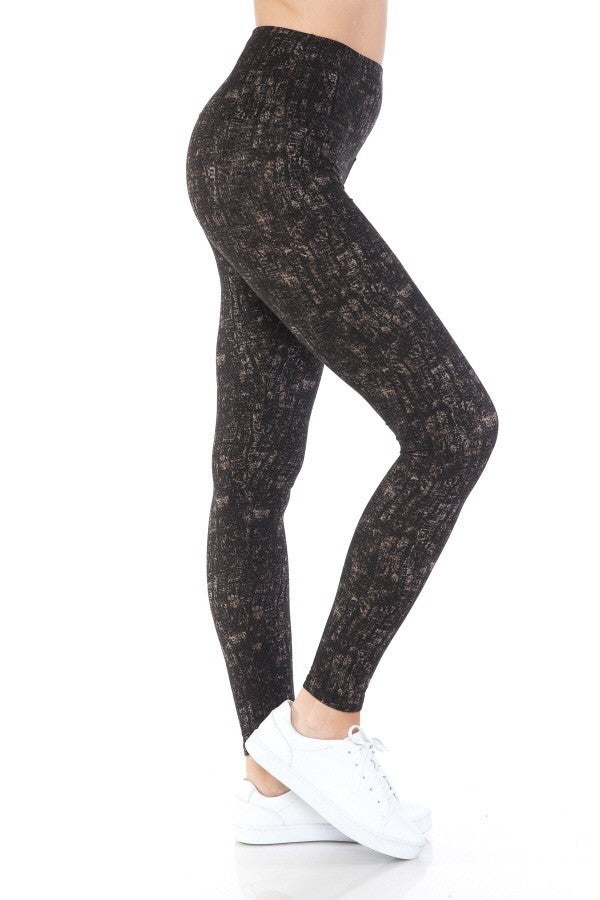 Yoga Style Banded Lined Multi Printed Knit Legging With High Waist - Fashionmj