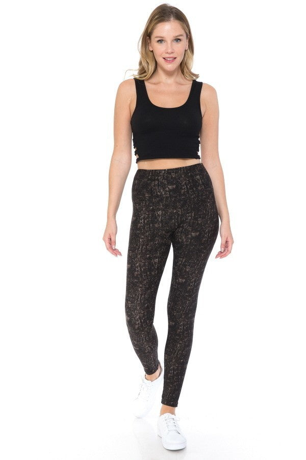 Yoga Style Banded Lined Multi Printed Knit Legging With High Waist - Fashionmj