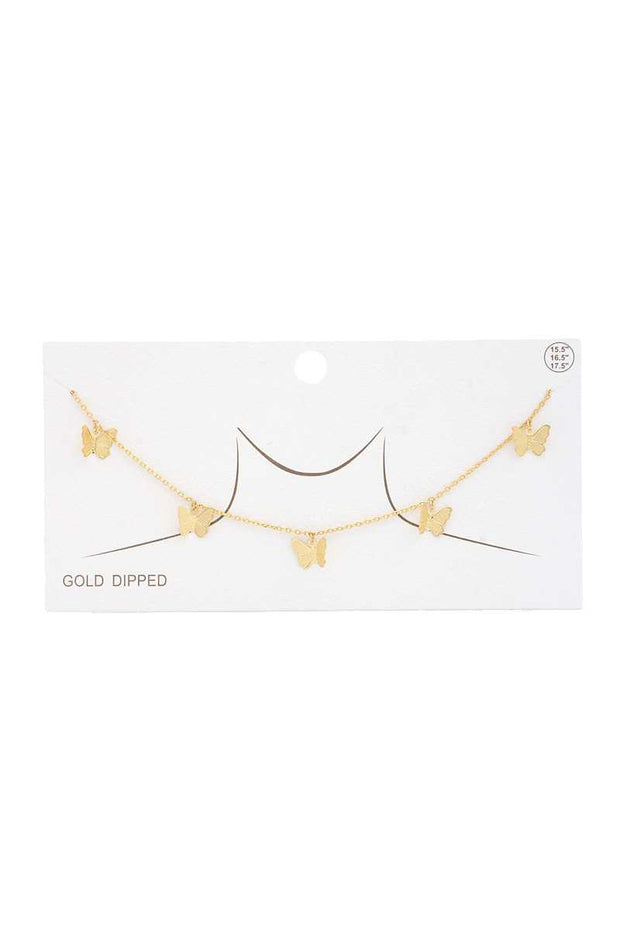 Butterfly Charm Gold Dipped Necklace - Fashionmj