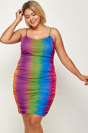 Plus Size Rainbow Ombre Print Cami Dress - Fashionmj