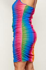 Plus Size Rainbow Ombre Print Cami Dress - Fashionmj