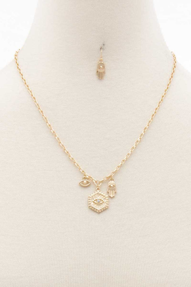 Sodajo Hexagon Shape Charm Necklace - Fashionmj