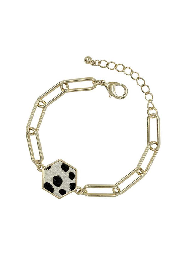 Metal Clothing Pin Chain Leopard Haircalf Bracelet - Fashionmj