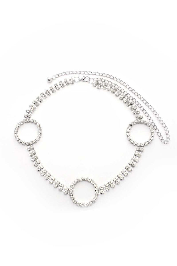 Circle 2 Line Rhinestone Chain Belt - Fashionmj