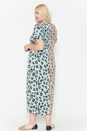 Front Slit Dolman Leopard Print Maxi Dress - Fashionmj