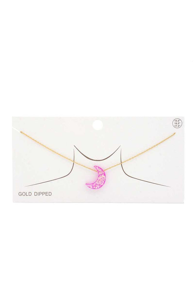 Iridescent Moon Gold Dipped Necklace - Fashionmj