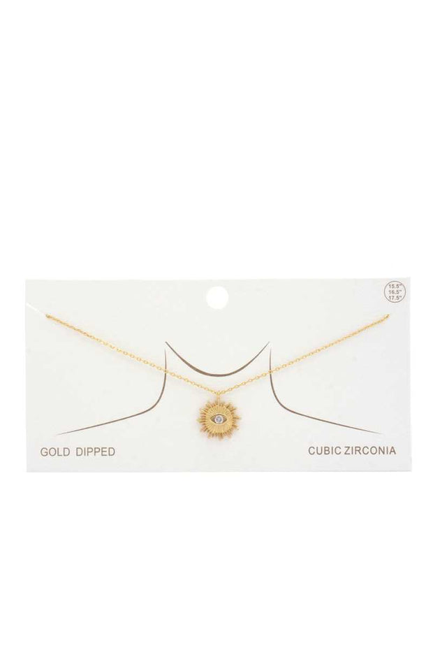 Evil Eye Sun Charm Gold Dipped Necklace - Fashionmj