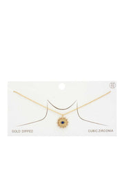 Evil Eye Sun Charm Gold Dipped Necklace - Fashionmj