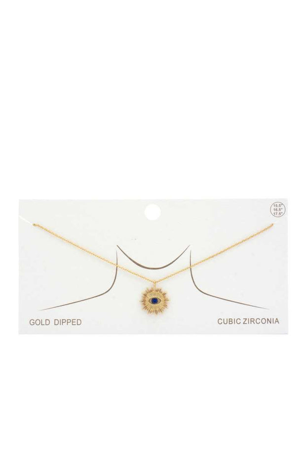 Evil Eye Sun Charm Gold Dipped Necklace - Fashionmj