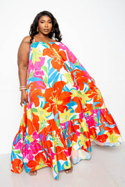 Printed Voluminous Maxi Dress - Fashionmj