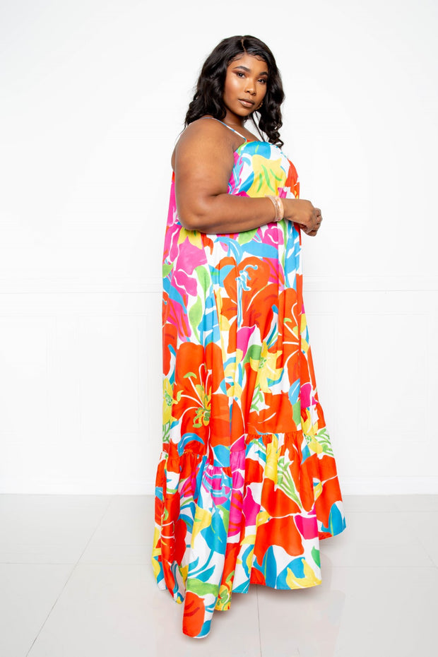 Printed Voluminous Maxi Dress - Fashionmj