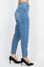 Cuffed-button Mom Jeans - Fashionmj