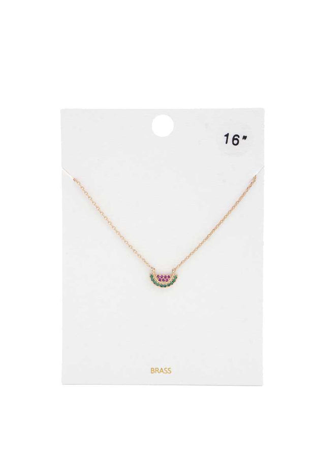 Dainty Watermelon Slice Charm Necklace - Fashionmj