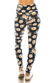 Long Yoga Style Banded Lined Multi Printed Knit Legging With High Waist - Fashionmj