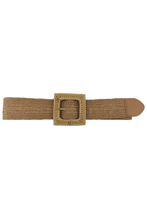 Fashion Square Straw Buckle Belt - Fashionmj