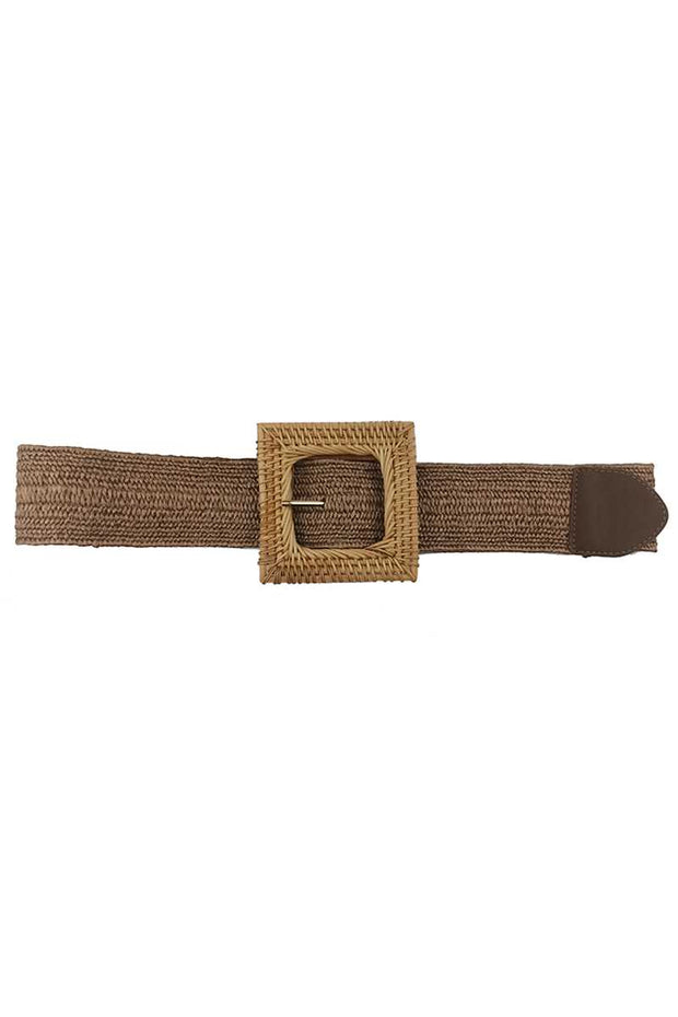 Fashion Square Straw Buckle Belt - Fashionmj