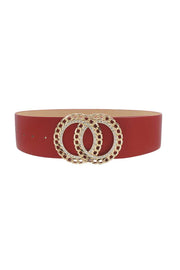 Double Circle Chain And Rhinestone Trim Design Belt - Fashionmj