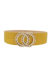 Double Circle Chain And Rhinestone Trim Design Belt - Fashionmj