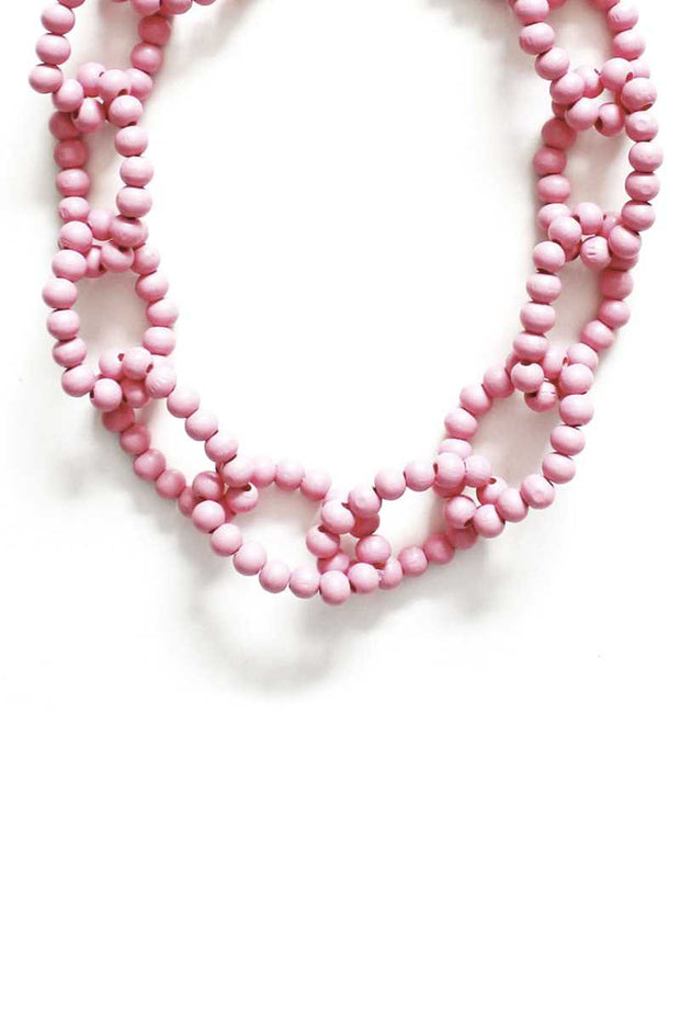 Color Wood Bead O Link Necklace - Fashionmj