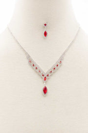 Marquise Shape Rhinestone Necklace - Fashionmj