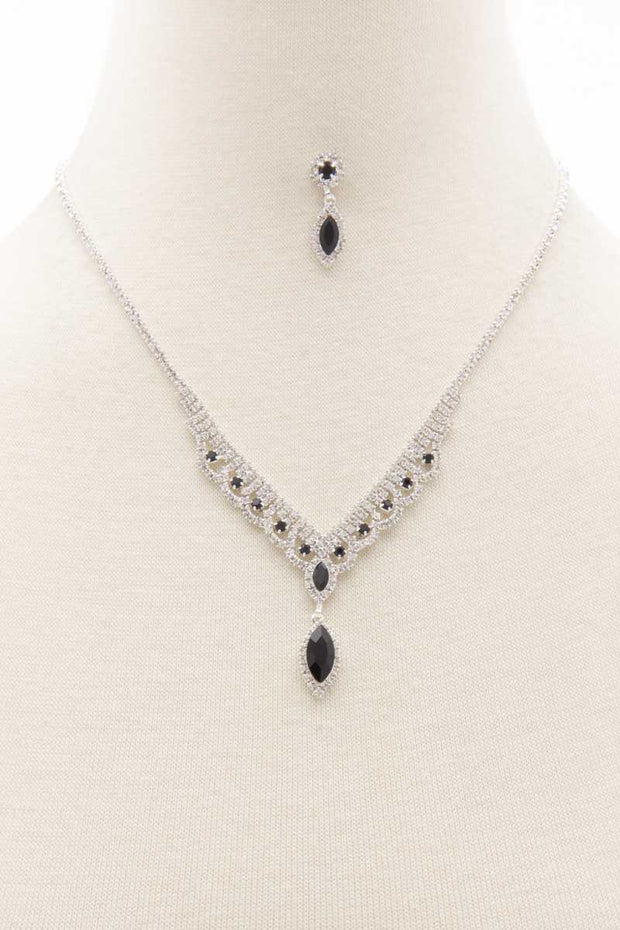 Marquise Shape Rhinestone Necklace - Fashionmj