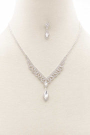 Marquise Shape Rhinestone Necklace - Fashionmj