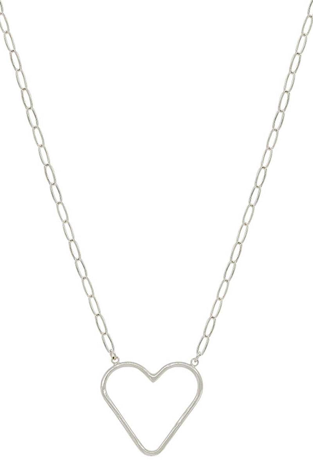 Metal Chain Heart Pendant Necklace - Fashionmj