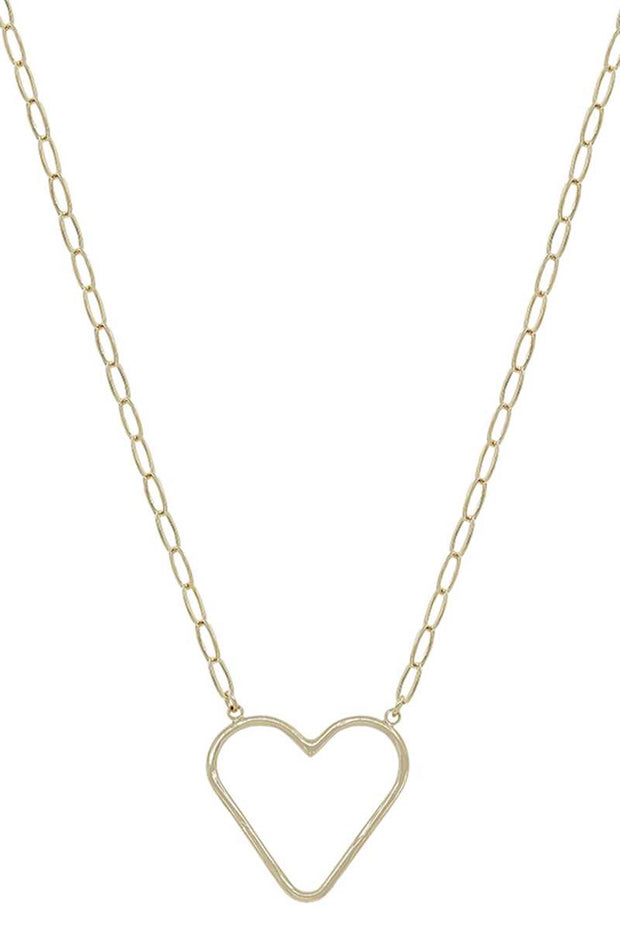 Metal Chain Heart Pendant Necklace - Fashionmj