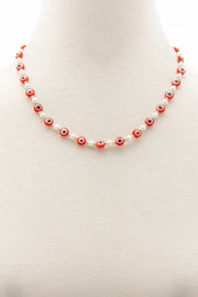 Evil Eye Pearl Bead Necklace - Fashionmj