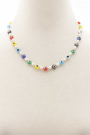 Evil Eye Pearl Bead Necklace - Fashionmj