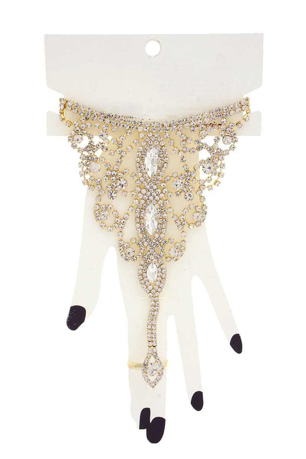 Marquise Rhinestone Hand Ring Bracelet - Fashionmj