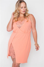 Plus Size Lace Detail Bodycon Mini Dress - Fashionmj