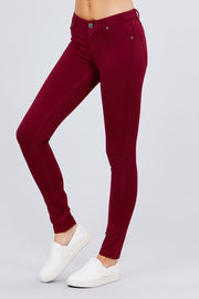 5-pockets Shape Skinny Ponte Mid-rise Pants - Fashionmj