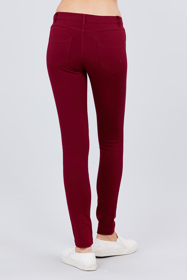 5-pockets Shape Skinny Ponte Mid-rise Pants - Fashionmj