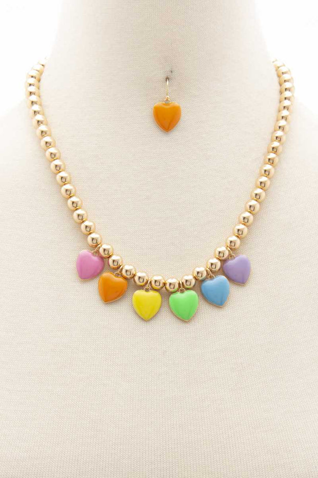 Heart Ball Bead Necklace - Fashionmj