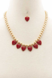 Heart Ball Bead Necklace - Fashionmj