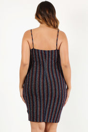 Plus Size Rainbow Striped Sleeveless Short Dress - Fashionmj