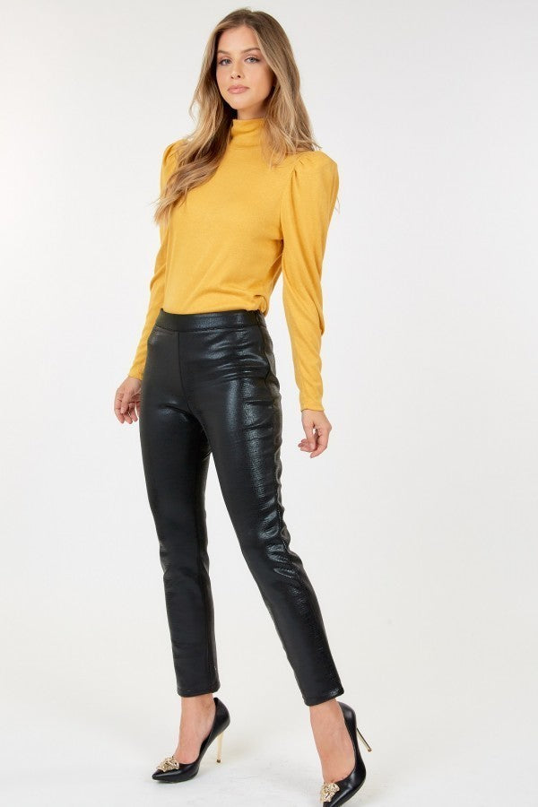 Animal Skin Vinyl Ankle Pants - Fashionmj