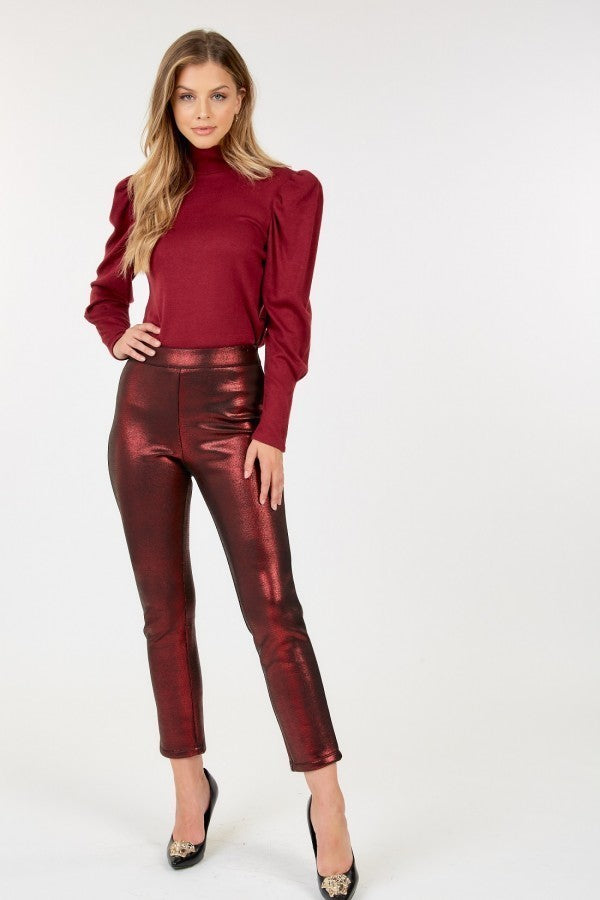 Animal Skin Vinyl Ankle Pants - Fashionmj