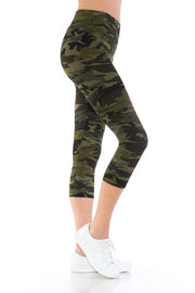 Yoga Style Banded Lined Tie Dye Printed Knit Capri Legging With High Waist. - Fashionmj