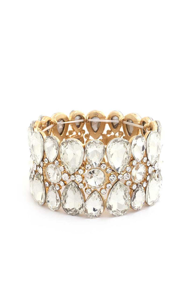 Teardrop Pattern Rhinestone Bracelet - Fashionmj