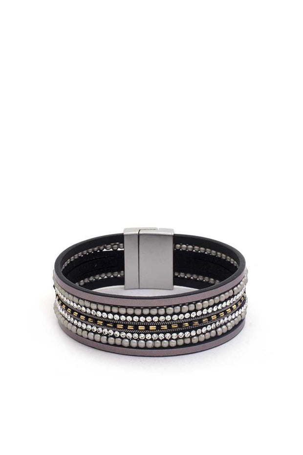 Rhinestone Beaded Magnetic Bracelet - Fashionmj